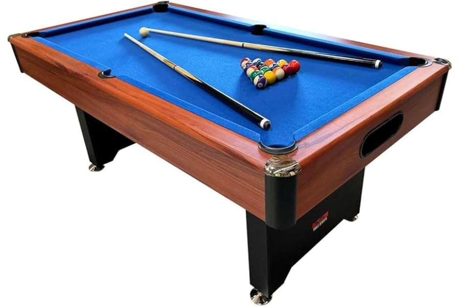 BCE 6ft Pool Table with Integrated Ball Return - Easy to Assemble Bolt on Leg System - With 2" Pool Balls, Triangle, Chalk & Brush