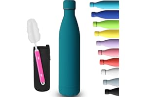 GeeRic Stainless Steel Water Bottle 1 Litre, Double-Walled Vacuum Insulated Metal Water Bottle 12 Hours Hot & 24 Hours Cold Drinks Cycling Bottles for Outdoor Sports Hiking Running 1000ml Dark Blue