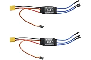FLYLIN 2 pezzi 30 A Brushless ESC, XT60 spina elettrica senza spazzole, regolatore di velocità senza spazzole, regolatore di velocità eletronic per radiocomando, drone, elicottero FPV