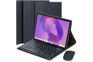 EHLCYS Funda con Teclado para Lenovo Idea Tab 11 Pulgadas 2025 Modelos (TB-336ZU/TB-336FU), Español Ñ Teclado Inalámbrico Bluetooth Desmontable, Funda Ultrafina Multiángulo con Ratón,Negro