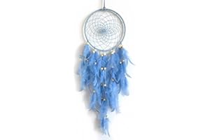 YTSMFL Traumfänger Mädchen Handgefertigt Dream Catcher Feder Dreamcatcher Wandbehang Gewebte im Böhmischen Stil Bastelset für Schlafzimmer Wohnzimmer(Blau)