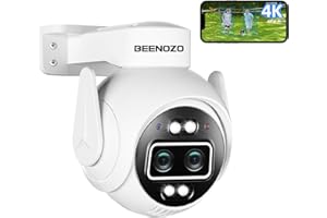 BEENOZO 4K Camera Surveillance WiFi Exterieure/intérieur,360° PTZ caméra sur batteries,avec Double Objectif,Suivi Intelligent,Vision Nocturne Couleur 30M,Détection Humaine,Audio Bidirectionnel,2,4/5Ghz,IP66