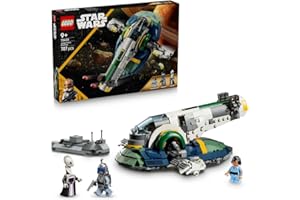 LEGO Star Wars Statek kosmiczny Jango Fetta, zabawka dla dzieci do zbudowania, pojazd do zabawy i ozdoba na biurko, prezent dla chłopca i fanów filmu Gwiezdne Wojny: Atak klonów od 9 lat 75433