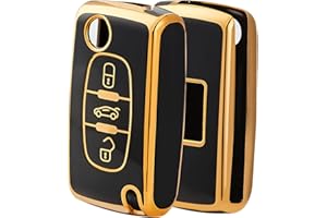 OFFCURVE Funda Llaves Coche Carcasa Llave, TPU Funda Mando Coche Carcasa Mando 2/3 Botones para Peugeot 106 207 308 406 607 Expert Partner Citroen C2 C3 C4 Grand Picasso Berlingo Fiat Scudo Ulysse