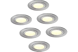 HCFEI - IP44 LED Spot Encastrable Argent | Aussi pour Salle de Bains | 5W 230V | Lot de 6 Spots | Blanc Chaud