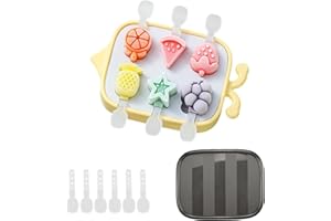 milaosk Stampi per Gelato per Bambini in Silicone, Mini Stampi per Ghiaccioli Stampo per Ghiaccioli a Forma di Bastone per Gelato Senza BPA con Coperchio e 6 Bastoncini per Bambini (Giallo)