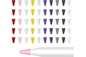 Jancosta 50 Pieces Silicone Nibs Caps Compatible with Apple Pencil 1st and 2nd Generation, Pencil Tip Cover Anti-Slip Protective Cover Noiseless Drawing Writing, 10 Colors