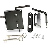 KOTARBAU® Kastenschloss 65mm Schwarz Rechts Pulverbeschichtet Schloss Aufschraubschloss Stumpfdrückerschloss Stahl Griff Rost