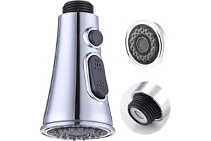 ZHUATEK Rubinetto da cucina a 3 funzioni, interruttore a pulsante a clacson può essere sospeso, cromato con ugelli di ricambio per lavello estraibili, applicabile solo a connettore G1/2