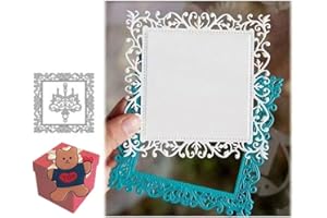 SQUAREZHENBO Lace Leaf Vine Square Frame Dies for Card Making, Cut Stencils Scrapbooking Cutting Dies for DIY Scrapbooking Photo Album Decorative Embossing Paper Dies for Card Making Templated+Cute Brooch Pin