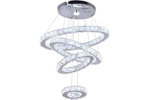 diisunbihuo LED Kristall Kronleuchter Hängelampe Deckenleuchte Moderne Kristall Pendelleuchte Einstellbare Vier Ringe Kaltweiß Lüster (60W Kaltes Weiß)