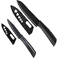 ONICORN Vegetable Knife - Premium Stainless Steel Blade with Non-Stick Coating - Ergonomic Handle - Ideal for Chopping, Slicing, Dicing, Includes Protective Sheaths (Knife O-A/O-B Black 2 PCS Set)