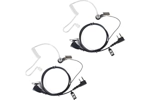 YNIBST Pinganillo Walkie Talkie con Micrófono PTT y Tubo Acústico Transparente Oculto, Auriculares para Radio Bidireccional Compatibles con Kenwood Baofeng UV-5R, UV-82 y BF-888S (2 Unidades)