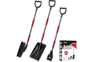 YARNOW Set di pala da neve 3 in 1 – Pala e spazzola rotante e raschietto, pala da neve regolabile rimovibile – Set per camion, auto, campeggio e altre attività all'aria aperta
