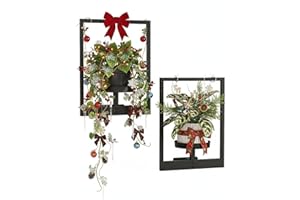 Bamworld Stołek na rośliny, dekoracja ścienna wewnętrzna, metalowy wieszak na rośliny, wiszący uchwyt na rośliny, ścienne doniczki, stojak na rośliny na zewnątrz, czarny, 2 sztuki