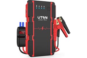 UTRAI Booster Avviamento Moto 3000A 13800mAh (Motori Fino a 7.5L Benzina/ 6.5L Diesel) 12V Avviatore Emergenza per Auto con Cavi, Luce LED Avviatore Batteria Auto Portatile Starter Batteria