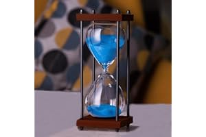 Kamanan Klepsydra 30 minut, chronometria klepsydry ze szkła ze złotymi podpórkami bocznymi, do salonu, stolika kawowego, szkoły (niebieska)