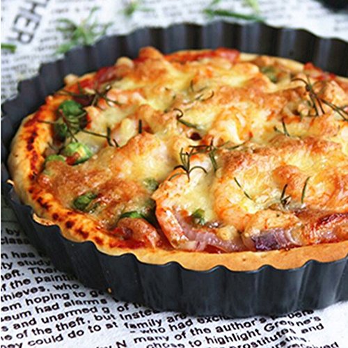 ONLYEUDORA Quicheform mit hebeboden gute Antihaftbeschichtung Rund Pizza Backblech für Pizza, Kuchen, Dessert 23 CM schwarz - 6