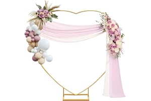 Fiita Heart Wedding Arch 2m Golden Arch Background Stand Metal Heart montgolfière Arch Cadre avec Base pour la décoration de fête d'anniversaire de Mariage