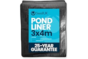 Swell UK 4m x 3m Pond Liner | 25 Year Guarantee | HDPE | UV Resistant | Garden Fish Ponds