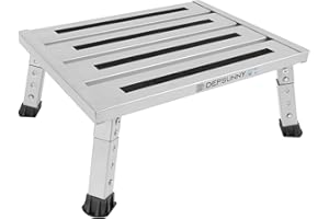 DEPSUNNY Adjustable Height Aluminum Caravan Step, Foldable Motorhome Step Stool, Platform Step, Supports Up to 1,000 lb, Non-Slip Rubber Feet and Platform Mat, Easy to Carry