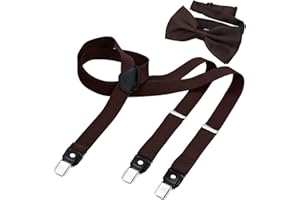 DonDon Hosenträger und Fliege Set für Damen und Herren, Y-Form, 2,5 cm breit, handgefertigt - Elegantes Accessoire für Hochzeit, Party, Smoking