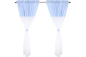 ‎TUPTAM TupTam Kinderzimmer Voile Vorhänge Baby Gardinen mit Tunnelzug Set, Farbe: Hellblau, Größe: ca. 140 x 160 cm