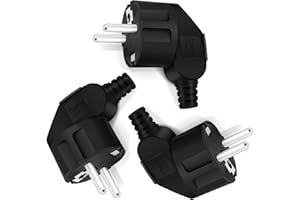 HITRENDS Spina Schuko, spina 250 V, spina di alimentazione con scarico della trazione, spina con contatto di protezione con manicotto antipiega, resistente agli spruzzi d'acqua e durevole, IP44, infrangibile,