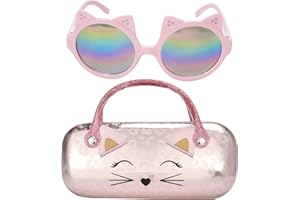 PinkSheep Kids Sunglasses for Girls with Kids Unicorn Cats Glasses Case Age 3-10 Glasses UV Protection for Toddlers
