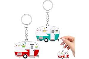 AHQIZFX Lot de 2 Porte-Clés de Caravane, Accessoires RV, Voiture, Camping, pour Amoureux, Cadeau de Voyage, Mélange de Couleurs, 4,5 x 3 cm