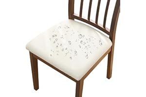 Alishomtll Juego de 4 o 6 fundas de piel sintética para silla, impermeables, extraíbles, lavables, para comedor, cocina, boda, jardín, oficina, color beige, 4 unidades