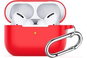Custodia per AirPods Pro,Watruer Soft Silicone Skin Cover Custodia protettiva antiurto con portachiavi per Apple Airpods Pro 2019 (LED anteriore visibile) -Rossa