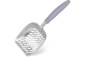 SunGrow Cat Litter Scoop, Premium Multicat Metal Sifter with Deep Shovel, Non-Slip Handle & Curved Design for Maximum Coverage, Durable, Heavy Duty Cat Poop Scooper for Litter Box