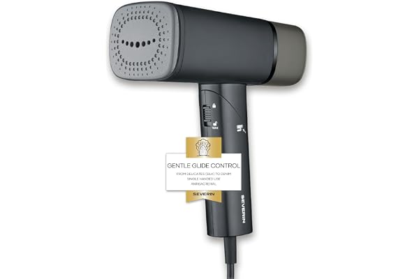 Severin Ångstrykjärn, kompakt och hopfällbart, snabb uppvärmning, reseångstrykjärn för kläder och textilier, skonsamt mot tyger, 130 ml vattentank, 1400 W, matt/svart, DG 3282
