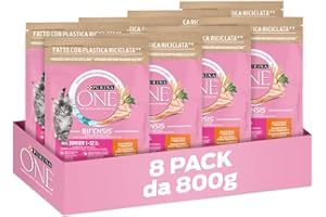 PURINA ONE Bifensis Junior Crocchette per Gatti Cuccioli con Pollo e Cereali Integrali 8 Sacchi da 800g
