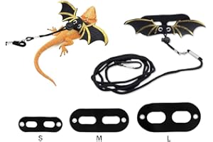 WINTERWORM Flyan, 1 set di guinzaglio regolabile per lucertola, 3 misure, in pelle, per rettili, dragone, corda con ali fredde, per anfibi, camaleonti e piccoli animali domestici