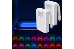LUMILUX TOILET LIGHT LumiLux Motion Activated Toilet Night Light - Smart Toilet Bowl Light w/16 Color LED Lights, Internal Memory & Light Detection Function - Glow in The Dark Toilet Seat Fun