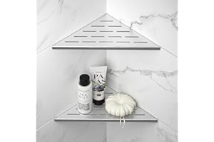 Bernkot Lot de 2 étagères d'angle de douche en acier inoxydable 304 pour murs carrelés, encastrables, pour rénovation de salle de bain (brossé, 254 mm, 2 unités)