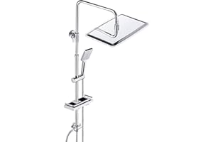 JOHO Colonna Doccia in Acciaio Inox con Mensola Set Doccia Regolabile in Altezza senza miscelatore (35 * 25cm)