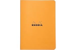 RHODIA 119188C - Orange Piqué Notebook - A5 - Lined - 96 pages - White Clairefontaine paper 80 g/m - Soft, resistant and waterproof coated card cover - Classic