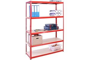 G-RACK 180cm x 120cm x 45cm, Red 5 Tier (265KG Per Shelf), Heavy Duty 1325KG Capacity Extra Wide Garage Shed Storage Shelving Unit, 5 Year Warranty