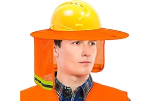 MONOZOZ Protector Solar para Sombrero Duro, Sombra De Casco Duro, Sombras De Sombrero Duro para Sol, Parasol De Cuello De Malla De ala Completa con Visera para Cascos, Alta Visibilidad Y Reflectante