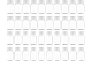 Wenrescry 40 Mini bottiglie,Bottiglie da 20/30 ml, piccole bottiglie, bottiglie di plastica trasparenti da riempire, bottiglie cosmetiche per viaggi e campeggio, guarnizione in foglio di alluminio