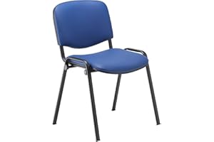Office Hippo Heavy Duty Meeting Chair - Stackable Reception & Conference Chair, Strong Frame & Padded Seat, Up To 115kg - PU Blue/Black