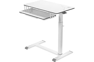 ‎ETHU ETHU end Table Betttisch mit Rollen Höhenverstellbarer Schreibtisch, Stehpult mit Tastaturablage und Verdeckten Rollen, 77x40cm Mobiler Computertisch für Homeoffice, Beistelltisch Marmor Weiß
