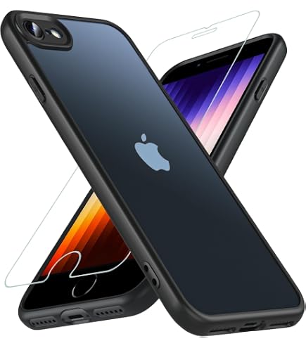 JETech Handyhülle Für IPhone SE (2022/2020) – Transparent, Stoßfest, Anti-Gelb – Rot