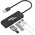 GIZGA essentials High Performance USB Hub with Card Reader, 5 in 1 USB Hub, Fast Data Transfer, 3 USB 2.0, Micro SD, TF Data Transfer Upto 480Mbps for Laptops, Smartphone, MacBook, Chromebook, Black
