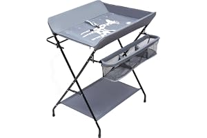 Donened – Baby skötkombi, hopfällbart skötbord, skötbord med skötdyna, säkerhetsbä och förvaringsfack, platsbesparande och stabil, upp till 25 kg