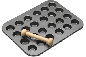 MASTER CLASS MasterClass Stampo / Teglia per 24 Canapè e Mini Tartine con Pestello in Legno, 35 cm x 27 cm