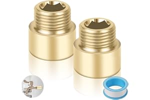 YFLeomry 2 Stück Hahnverlängerung 1/2 zoll 15mm Messing Verlängerung Fitting, Wasseranschluss Verlängerung Erlängerung Fitting, Gewindefitting für Heizung Trinkwasser Installation